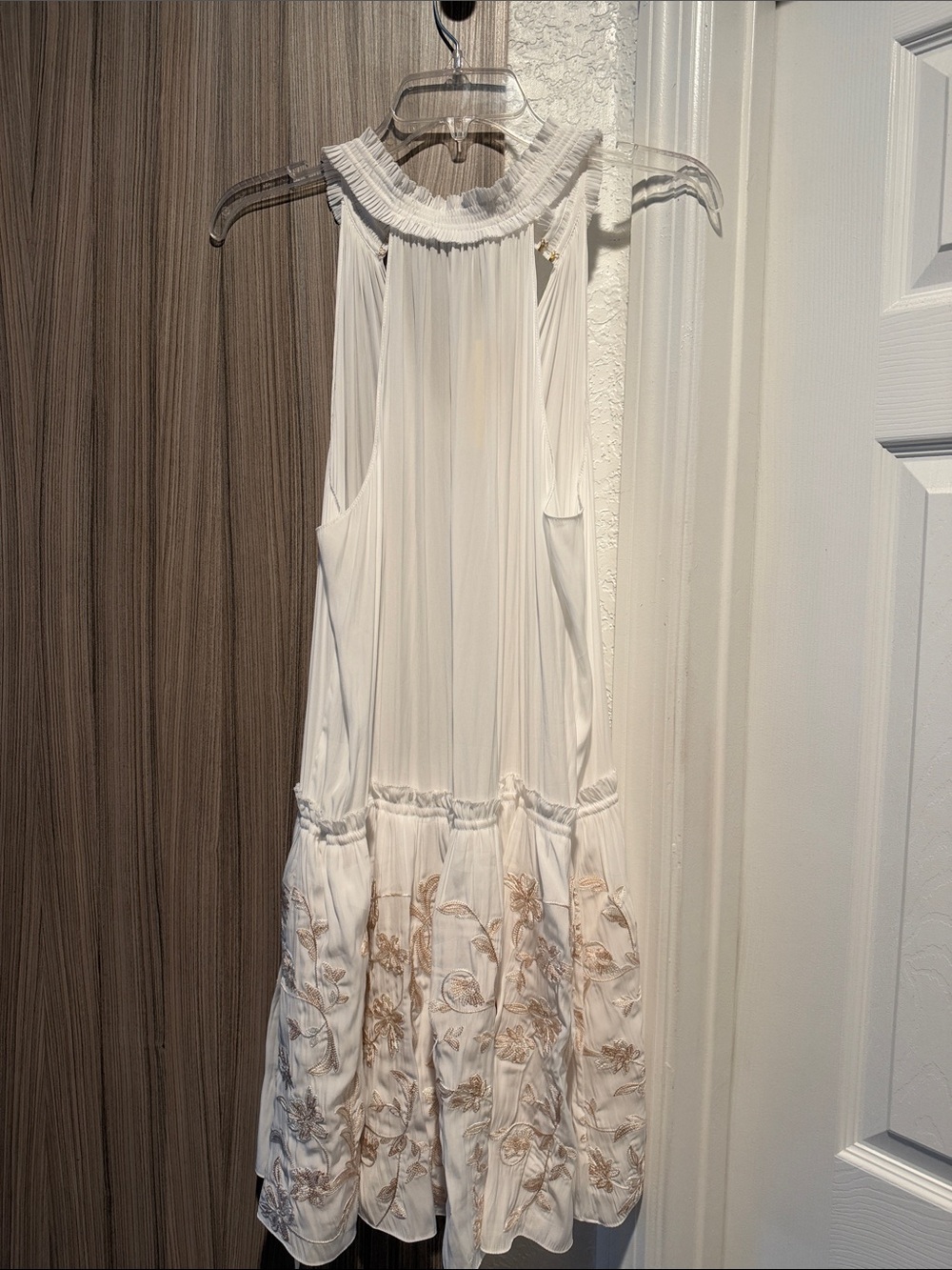 Ramy Brook White Sleeveless Embroidered Mini Dress